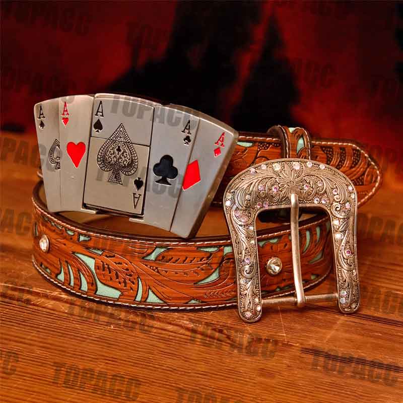 Poker Illuminated Buckle - Turquoise Belt