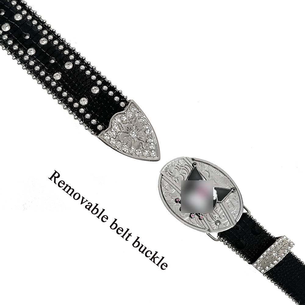 Black Rhinestone Belt With KM Buckle