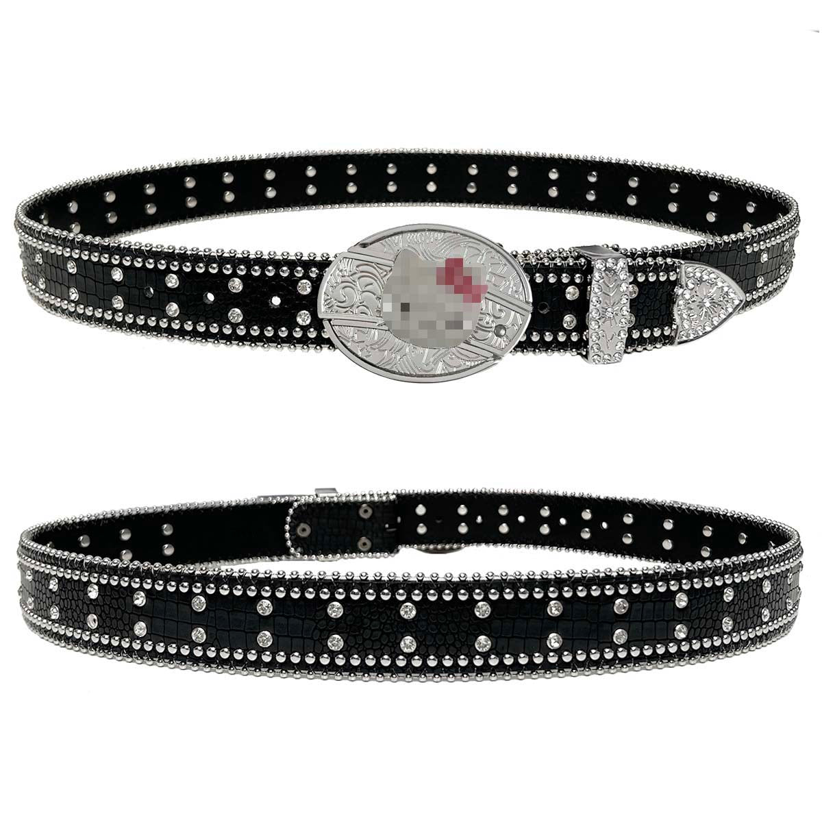 Black Rhinestone Belt With HK Buckle