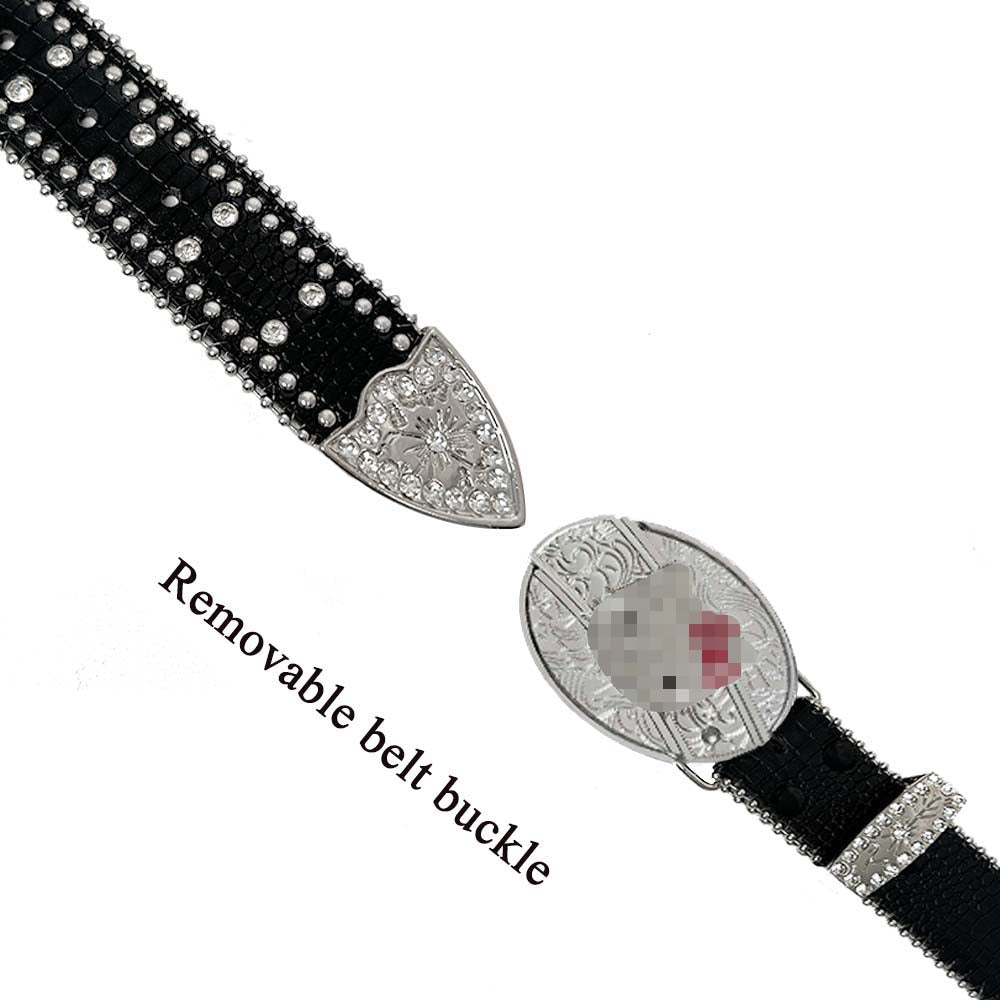 Black Rhinestone Belt With HK Buckle