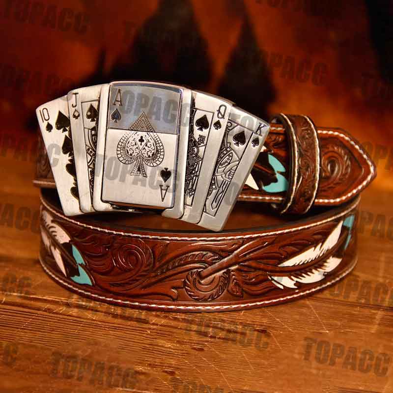Playing Cards Illuminated Buckle - Feather Belt