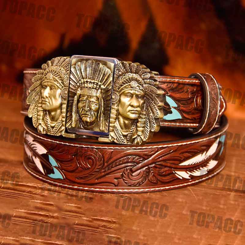Indian Glow Buckle - Feather Belt