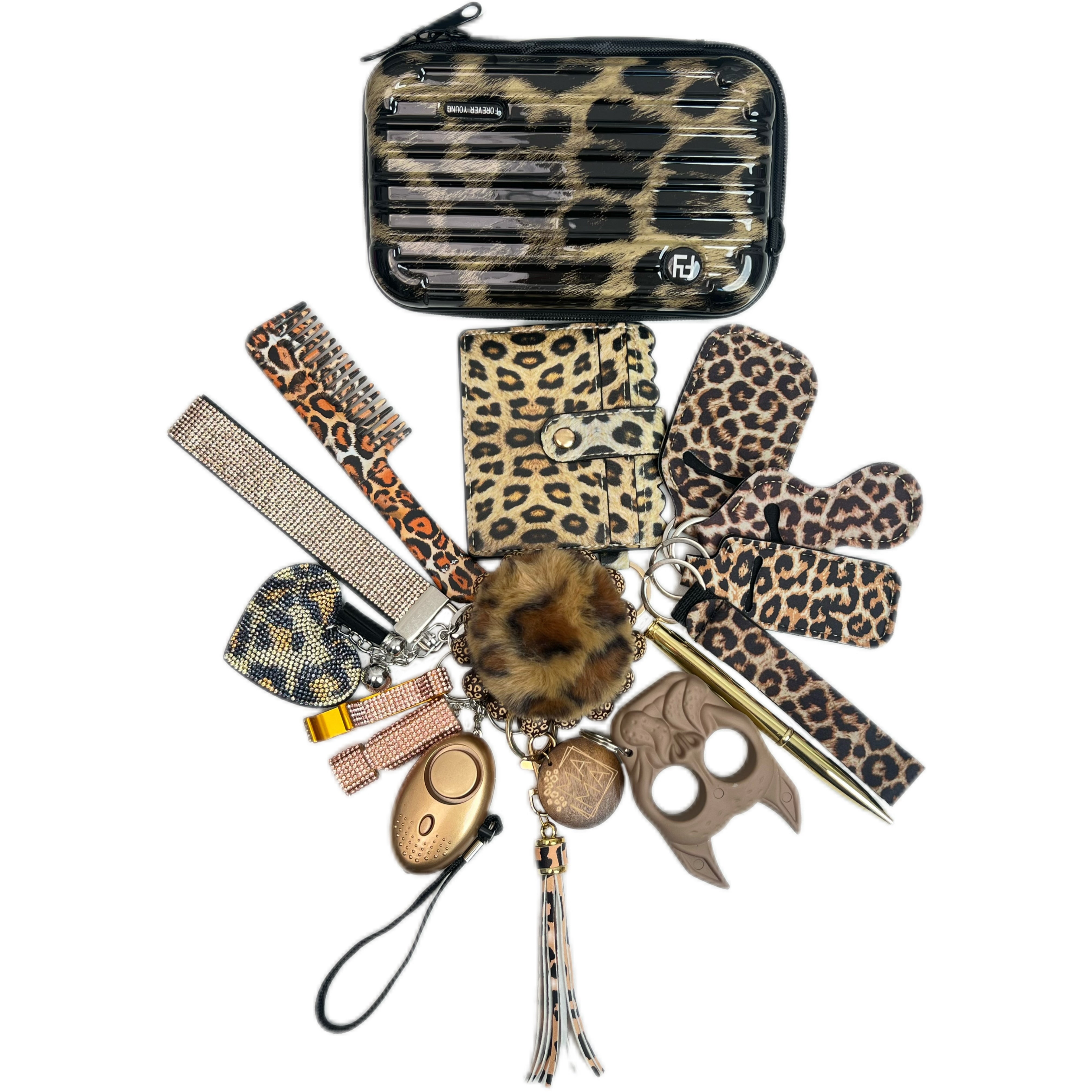 Leopard Print Keychain Set