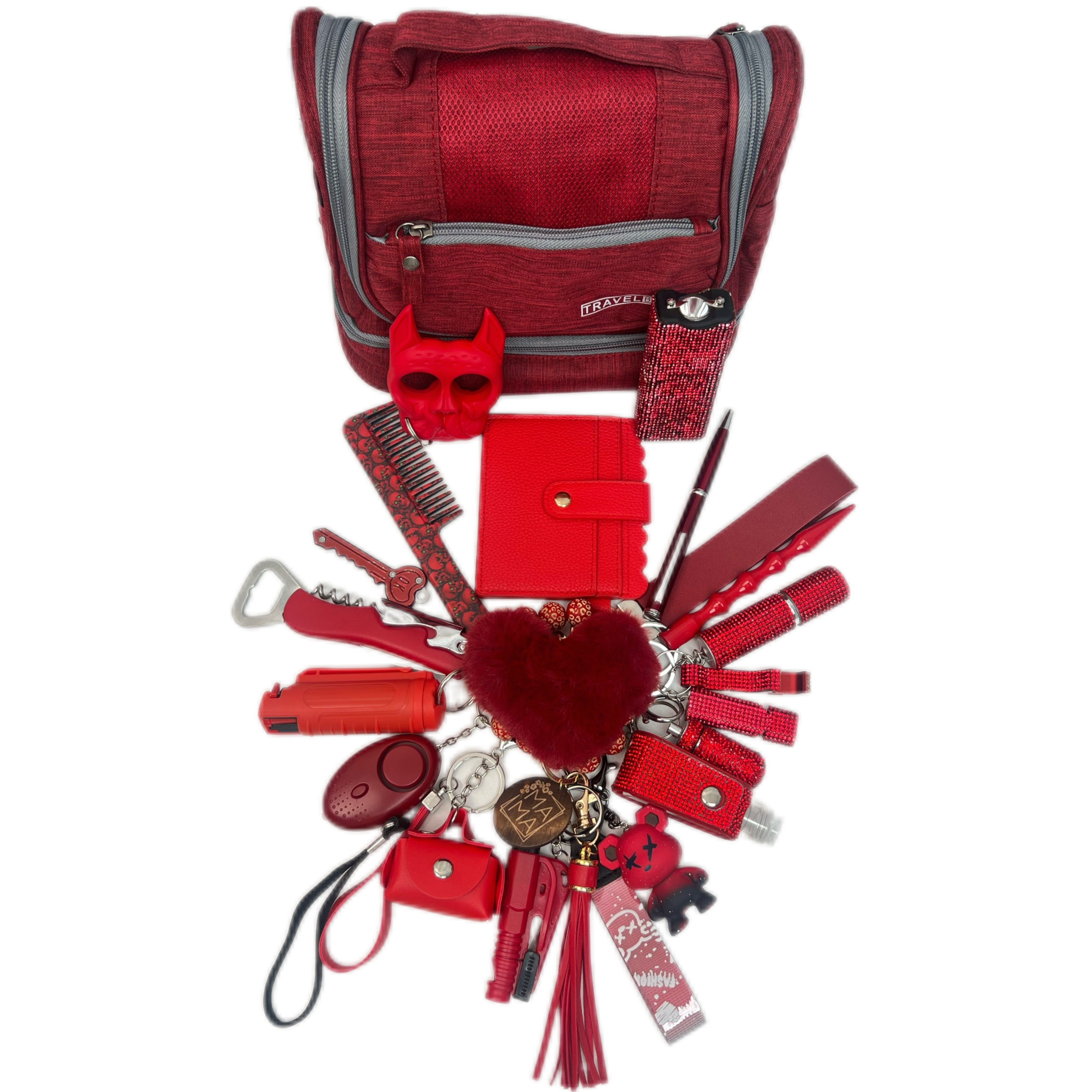 Red Wash Bag Keychain Set