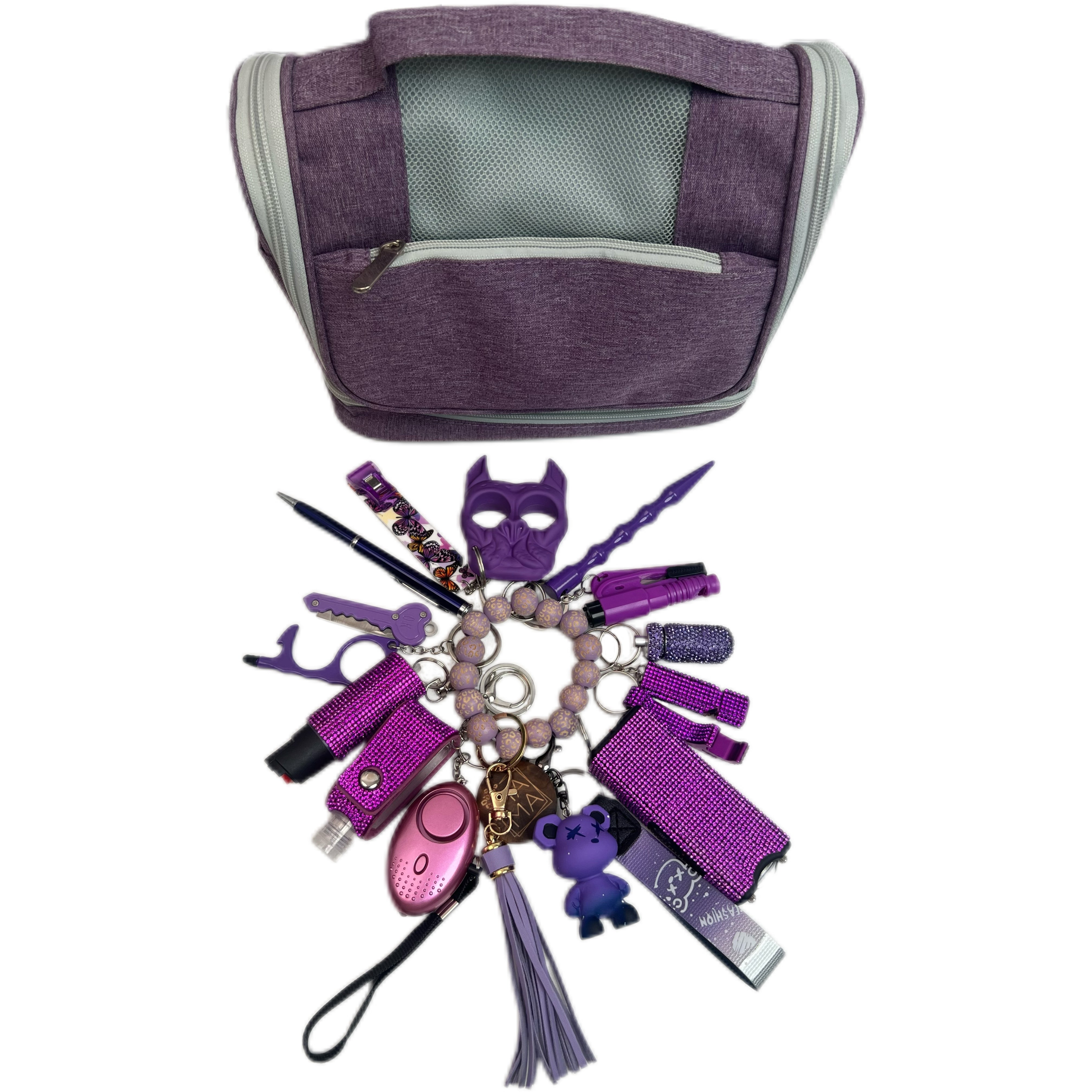 Purple Wash Bag Keychain Set