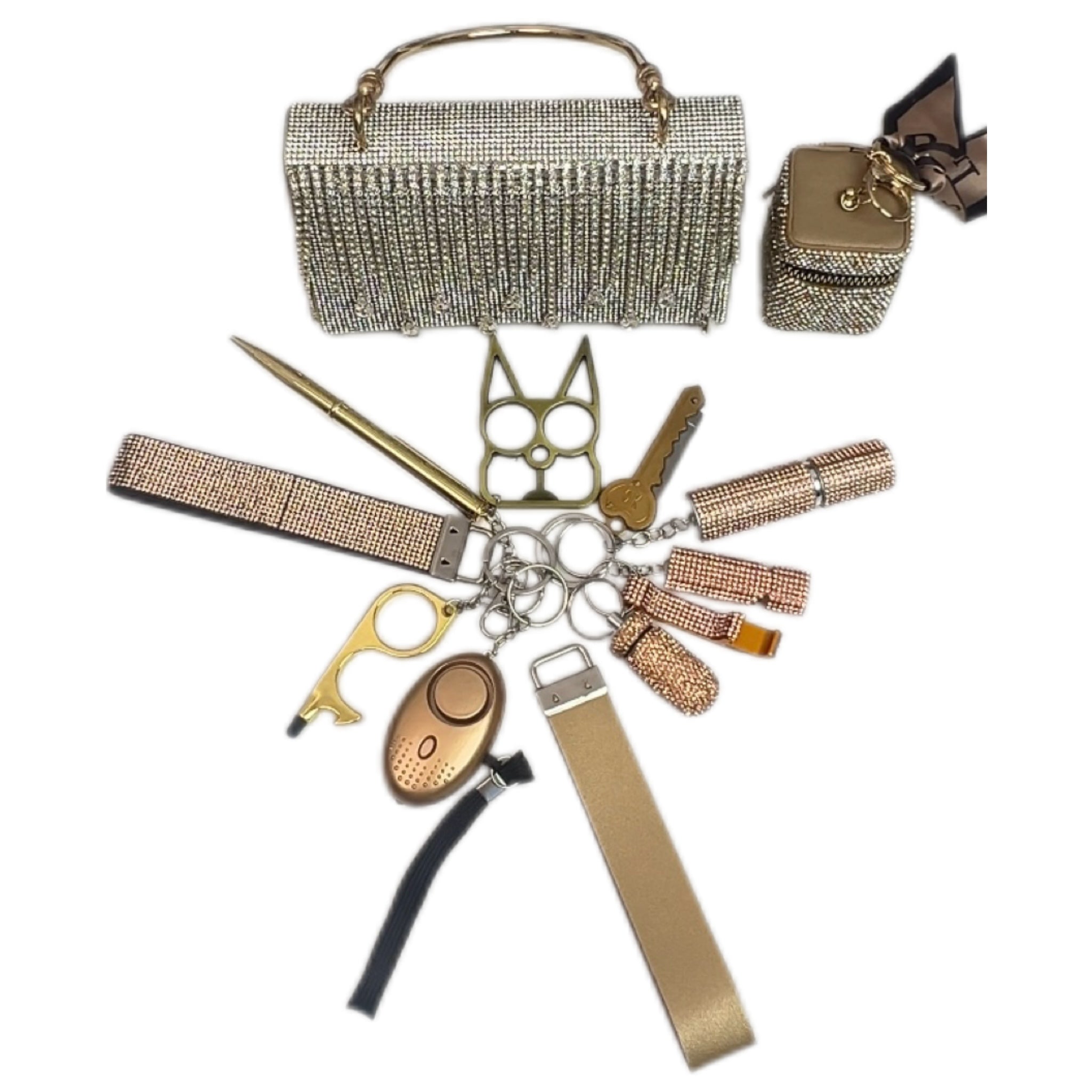 Glitter Gold  Handbag Keychain Set