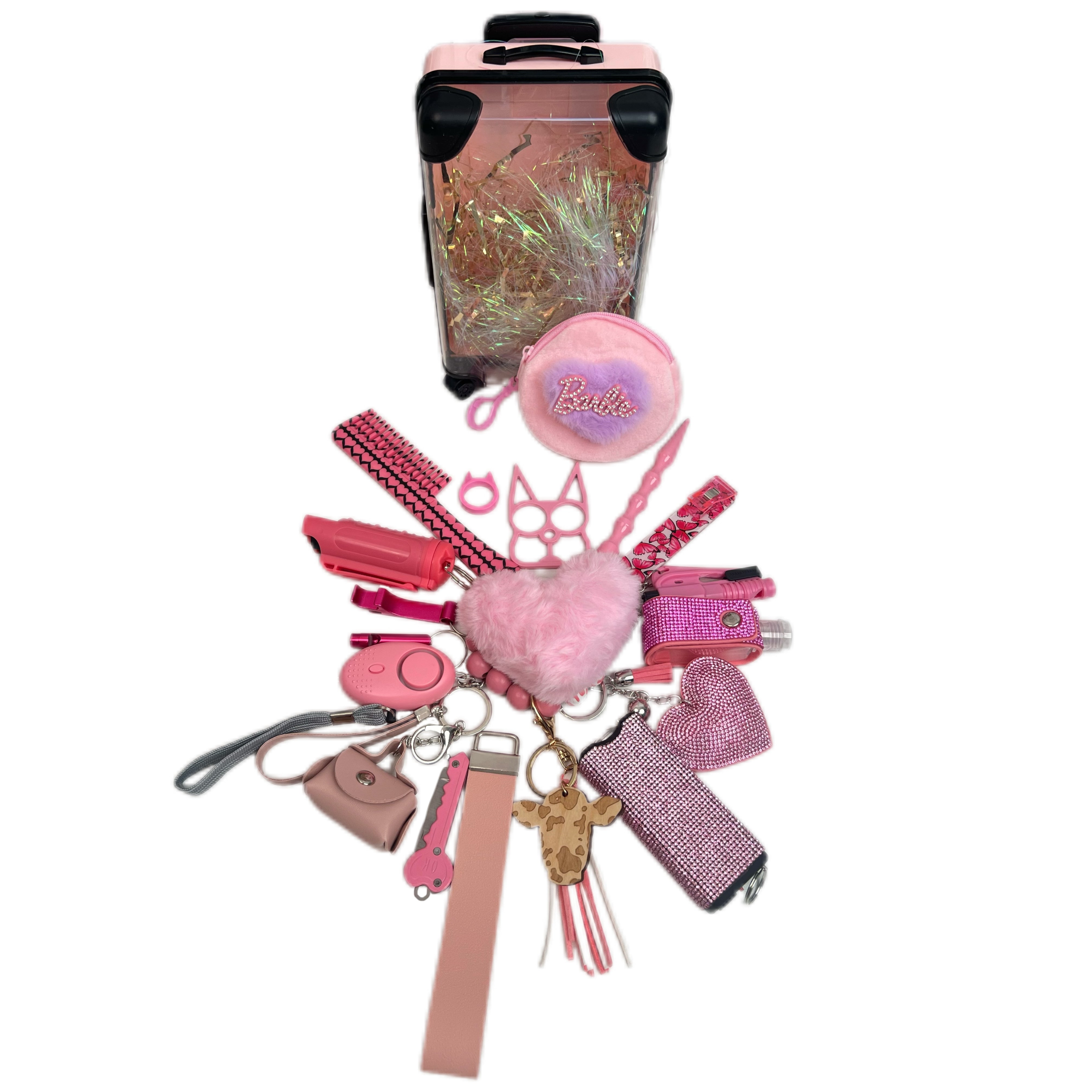 Pink Luggage Keychain Set