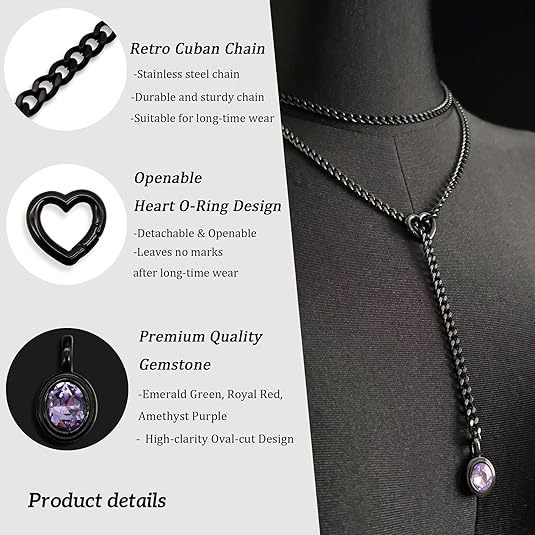 Versatile statement chain necklace styled in two ways as a layered front necklace and back chain